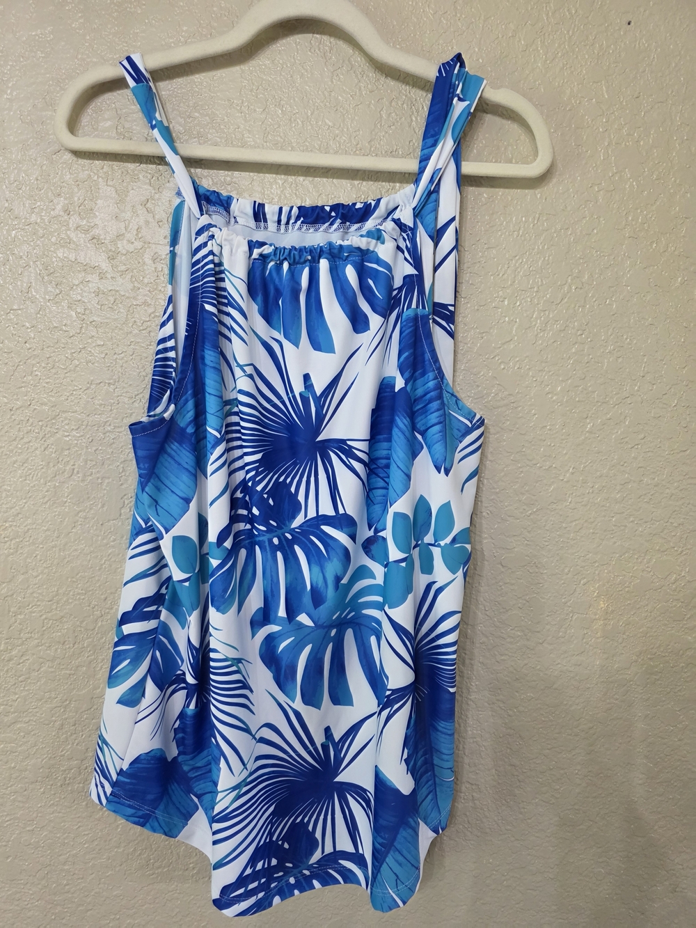 Tipsy Mermaid Blue Tropical Leaf Print Women's UPF 50 Tank